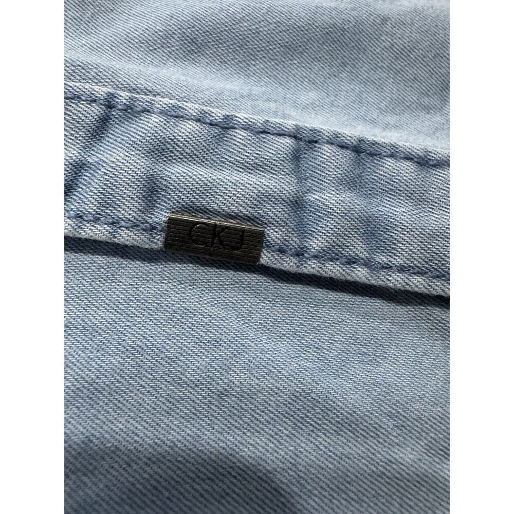 Vintage 90s CK Calvin Klein Jeans Denim Button Shirt Men Large Sun Faded - Picture 5 of 7